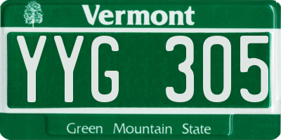 VT license plate YYG305