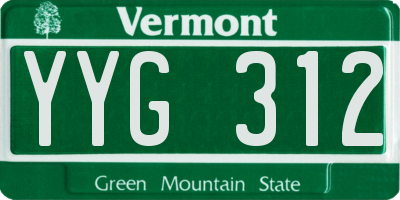 VT license plate YYG312