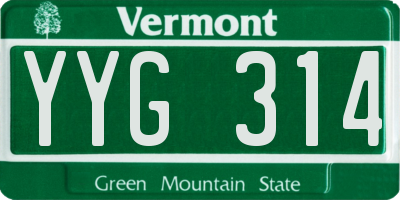 VT license plate YYG314