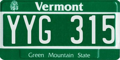 VT license plate YYG315
