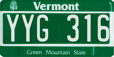 VT license plate YYG316