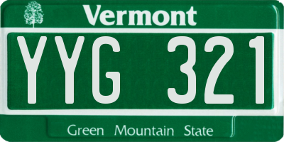 VT license plate YYG321