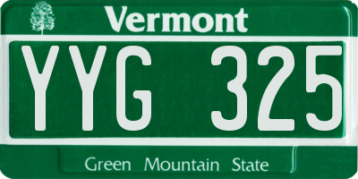 VT license plate YYG325