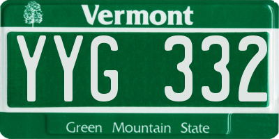 VT license plate YYG332