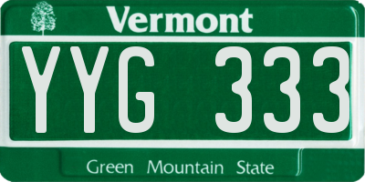 VT license plate YYG333