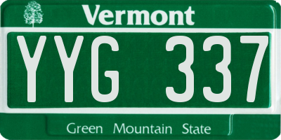 VT license plate YYG337