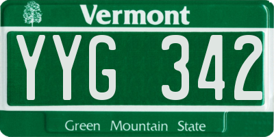 VT license plate YYG342