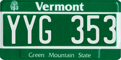 VT license plate YYG353