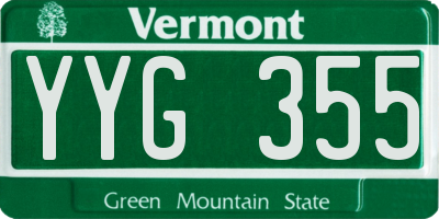 VT license plate YYG355