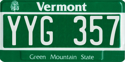 VT license plate YYG357