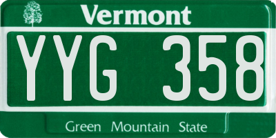 VT license plate YYG358