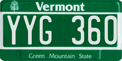 VT license plate YYG360