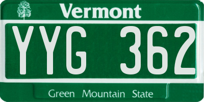 VT license plate YYG362
