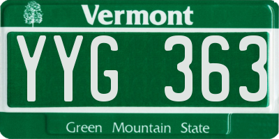 VT license plate YYG363