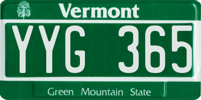 VT license plate YYG365