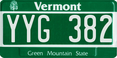 VT license plate YYG382