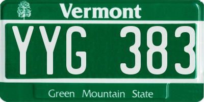 VT license plate YYG383
