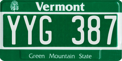 VT license plate YYG387