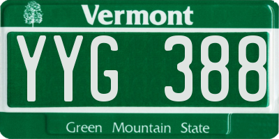 VT license plate YYG388