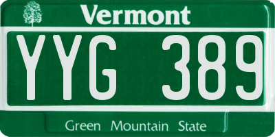 VT license plate YYG389