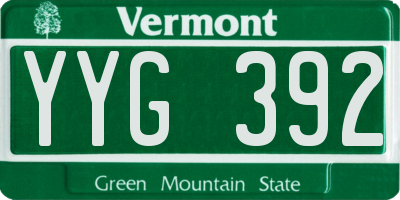 VT license plate YYG392