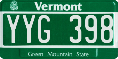 VT license plate YYG398