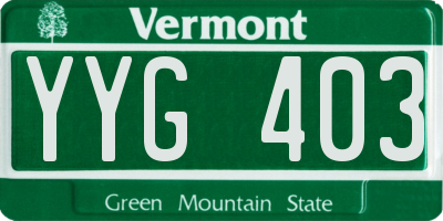 VT license plate YYG403