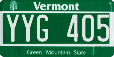 VT license plate YYG405