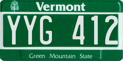 VT license plate YYG412