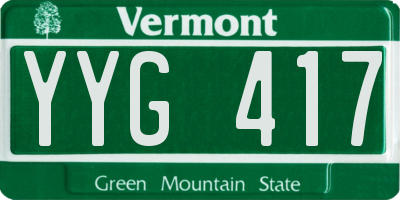 VT license plate YYG417