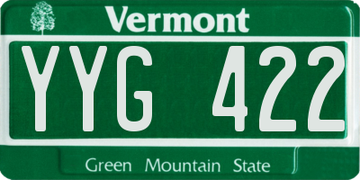 VT license plate YYG422