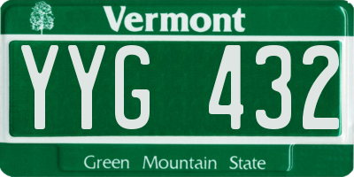 VT license plate YYG432