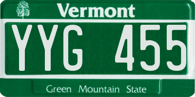 VT license plate YYG455