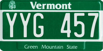 VT license plate YYG457