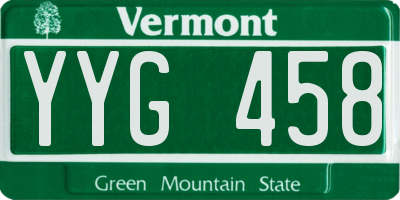 VT license plate YYG458