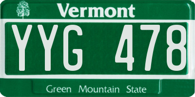 VT license plate YYG478