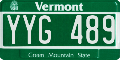 VT license plate YYG489