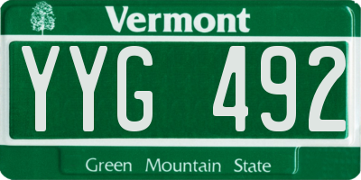 VT license plate YYG492