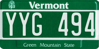 VT license plate YYG494