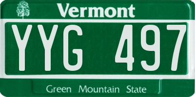 VT license plate YYG497
