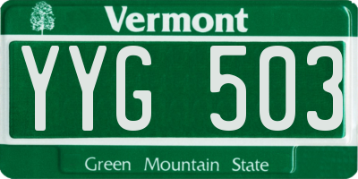 VT license plate YYG503