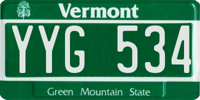 VT license plate YYG534
