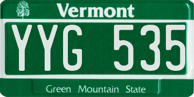 VT license plate YYG535