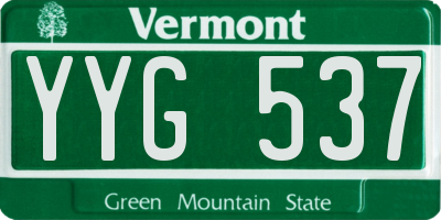 VT license plate YYG537