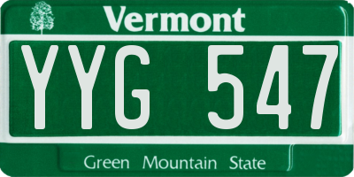 VT license plate YYG547