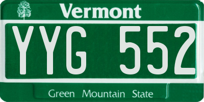 VT license plate YYG552