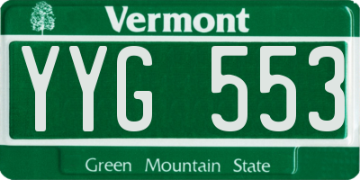 VT license plate YYG553