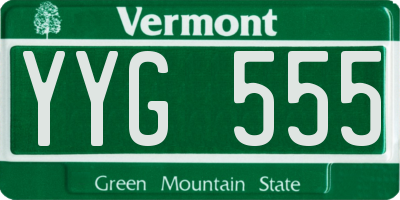 VT license plate YYG555