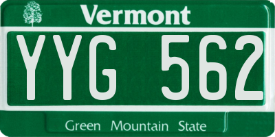 VT license plate YYG562