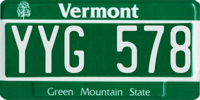 VT license plate YYG578